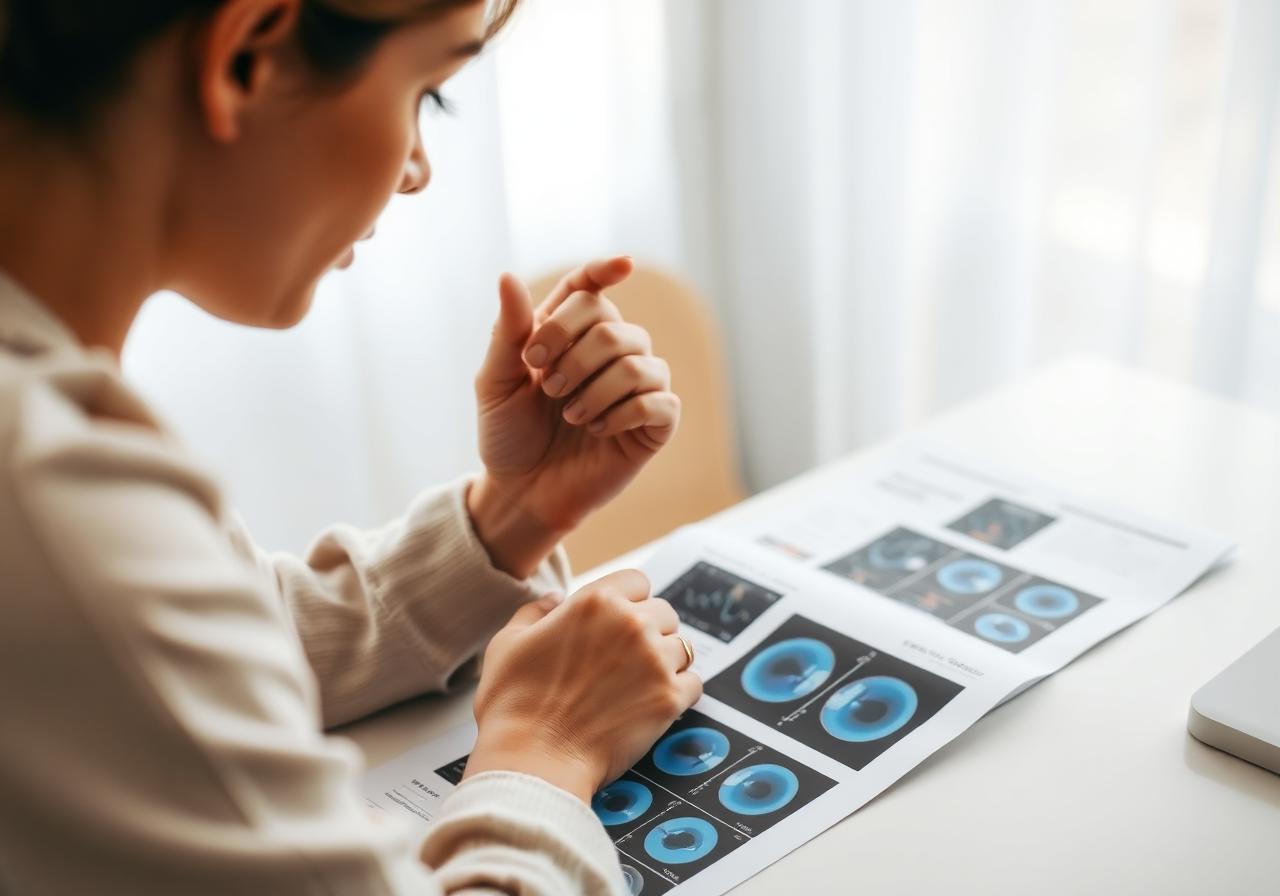 Patient reviewing medical reports